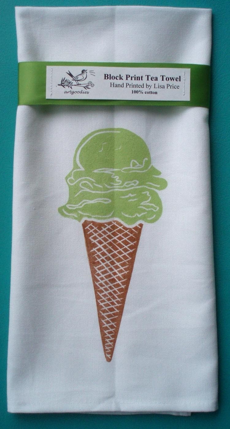 NEW block print ice cream towel