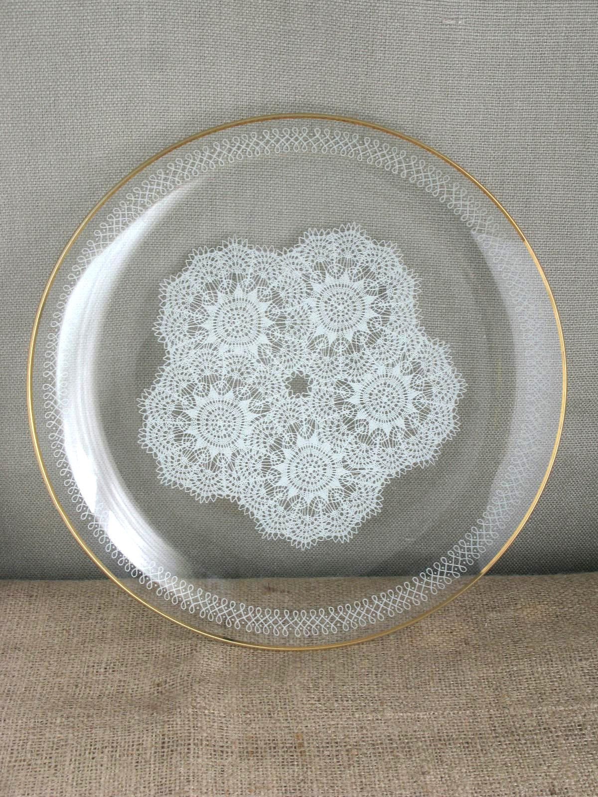 Danish Modern Serving Tray with Lace Pattern