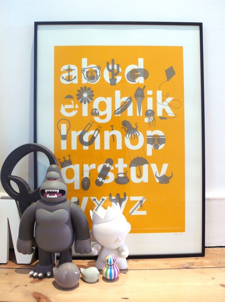 A to Z // Alphabet // ABC // screen print poster