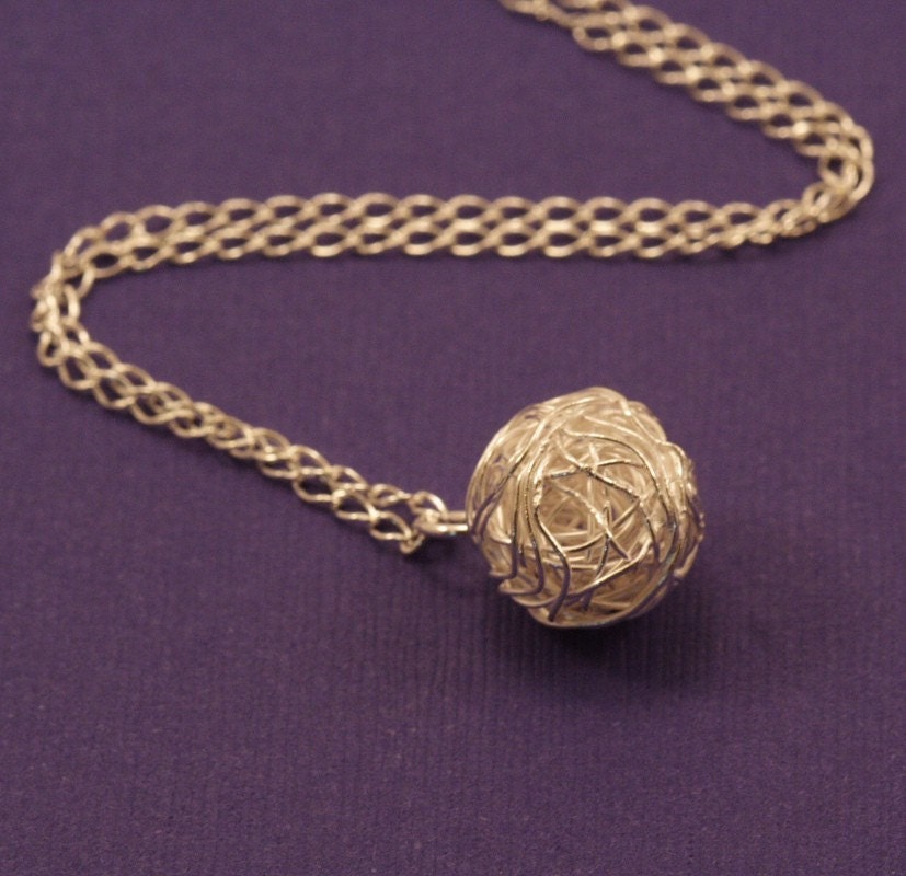 Silver Ball of Yarn Necklace