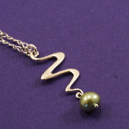 Silver Squiggle Pearl Necklace