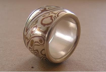 MOKUME GANE wide wedding ring by FlawlessArt on Etsy sterling silver japan 