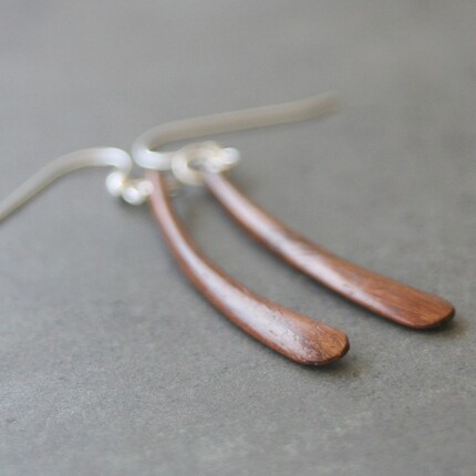 Simple Curved Wood Dangle Earrings