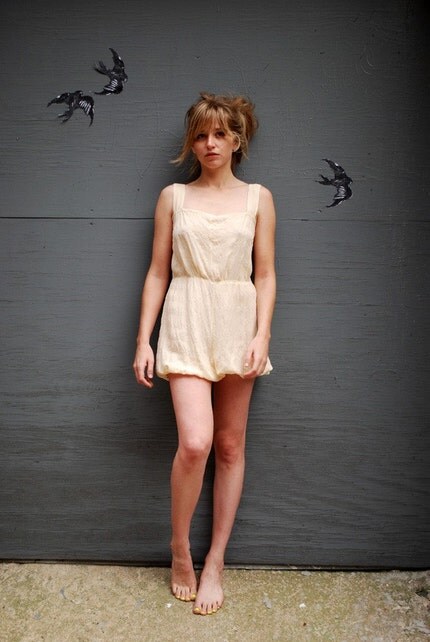 Ivory Tower Romper Playsuit Jumper  Made to Order  Choice of Color in Sustainable and Repurposed Cotton Stretch Knits