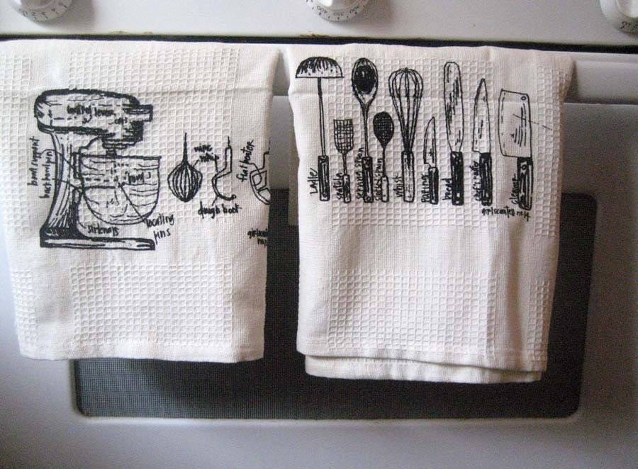 amazing kitchen utensils and mixer diagram towels - set of 2 - pick your color