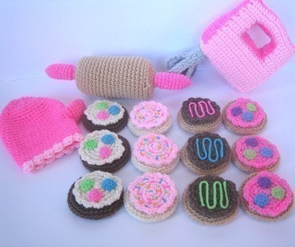 Play Food Crochet Pattern -- Baking Cookies Play Set