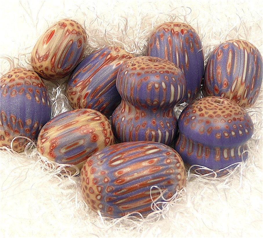 Lavender Lathe-turned Polymer Clay Beads