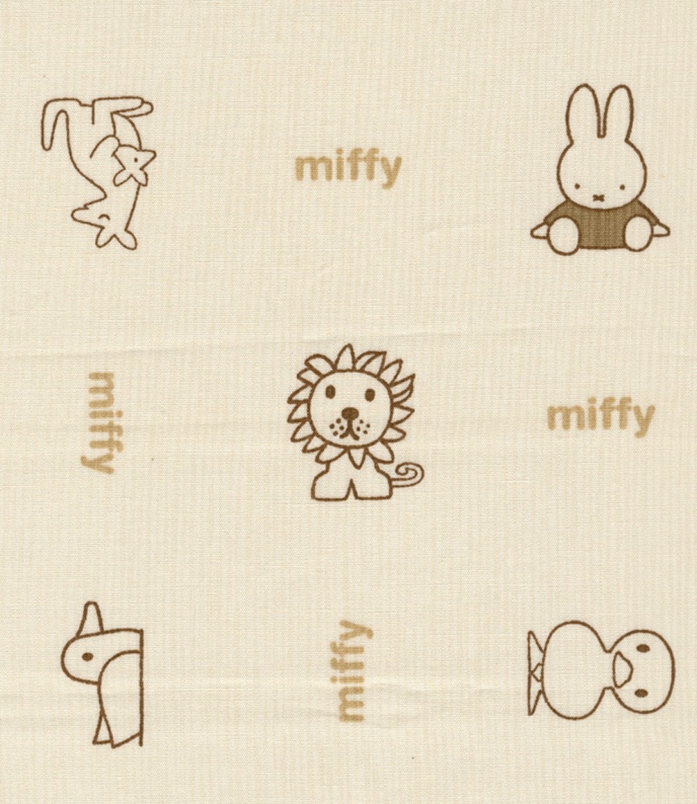 Miffy and Friends on Light Brown - Japanese Fabric Half Yard