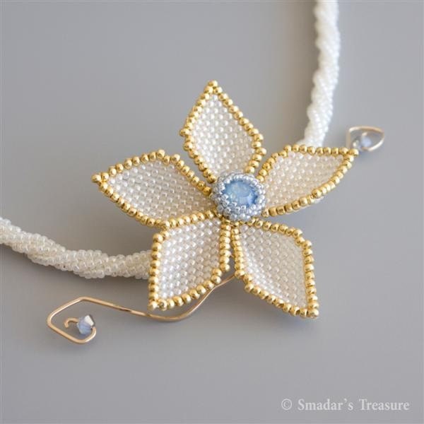 Cream Asymetrical Flower Necklace