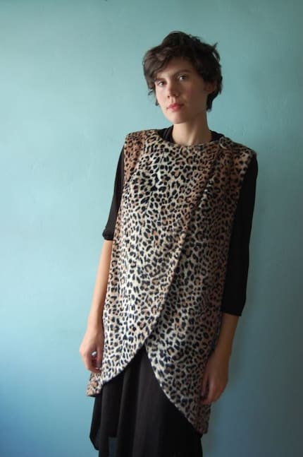 RESERVED ////DO NOT BUY ////50s Faux Fur Leopard Print Sleeveless Coat S/M