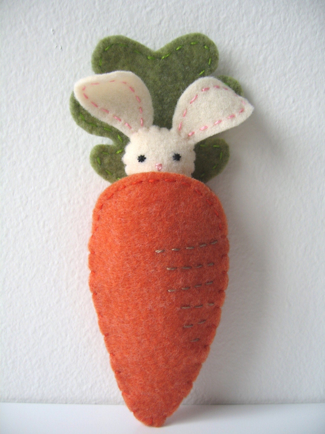 Itty Bitty Pocket Bunny with Carrot Pouch -  Pink Tail