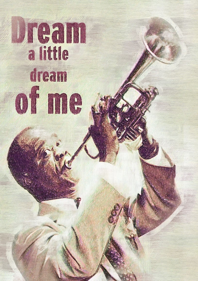 Louis  Daniel Armstrong American jazz trumpeter - limited edition poster - size 11,69 X 16,535 inches