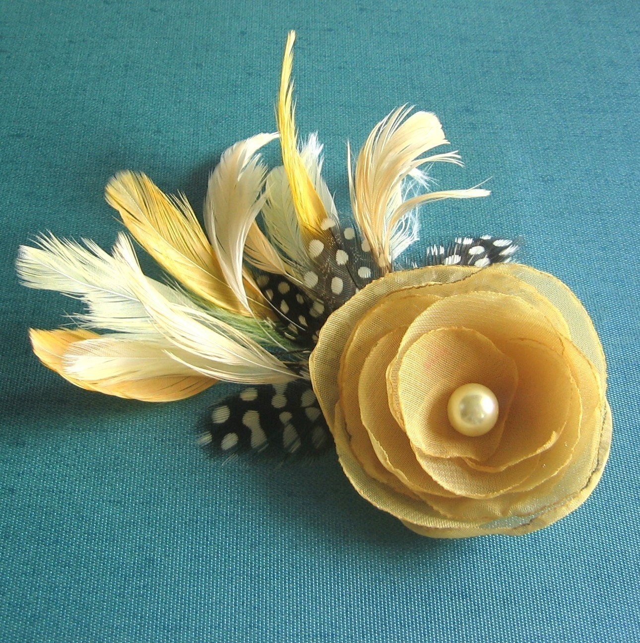 HELLO SUNSHINE Yellow Chiffon Flower Hair Clip with by VieModerne 
