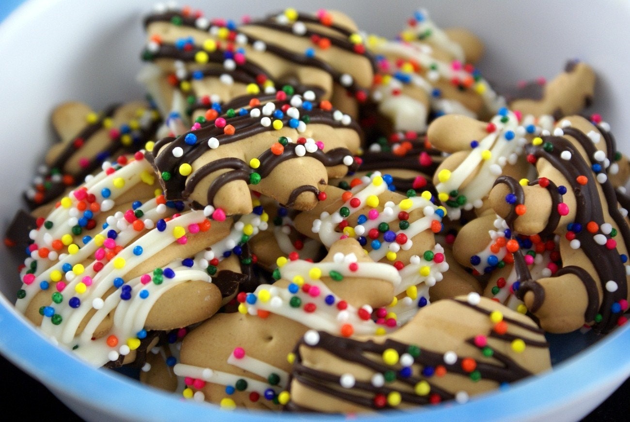 Chocolate Drizzled and Sprinkled Animal Crackers-Gift Box of 50 Cookies