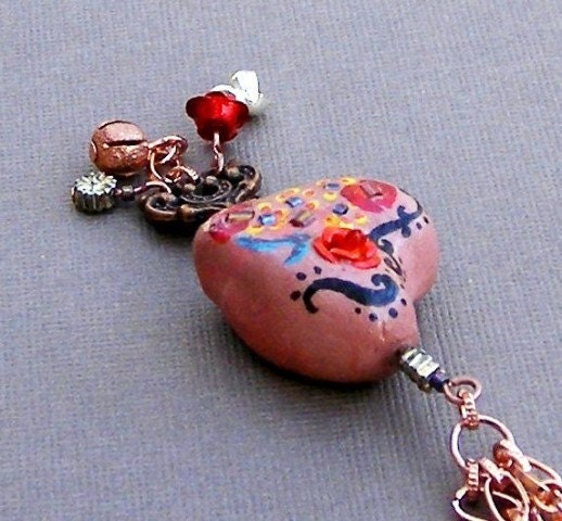  clay heart shaped pendant, 