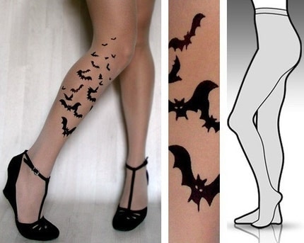 LARGE/EXTRA LARGE sexy BATS tattoo tights / stockings/ by post