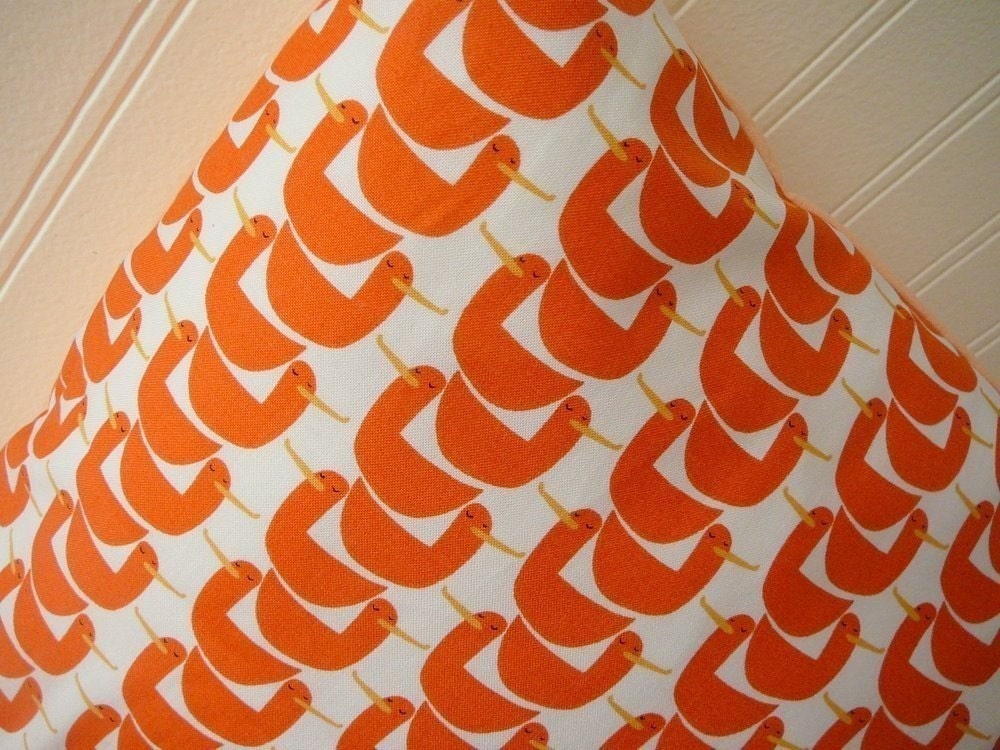 Gaggle Of Geese - Orange and White - Pillow Cover