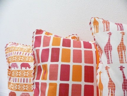 Pillow Cover  - Original Fabric - Giraffe Boxes