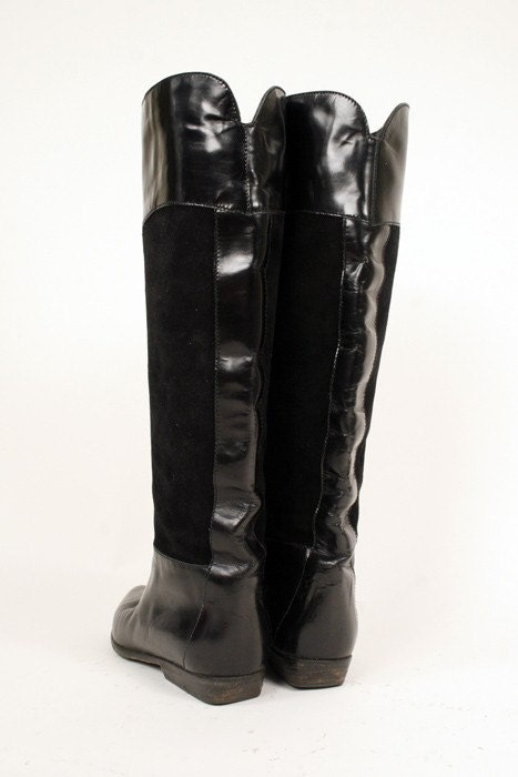Sz 6 Black ITALIAN Leather and Suede Charles David Boots