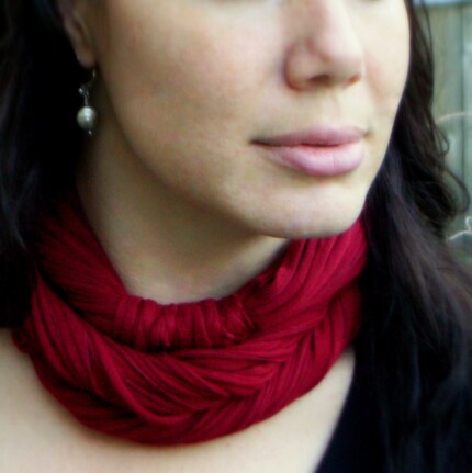 Cranberry Red Luxe NeckScape Port Wine  scarf cowl US Shipping Included