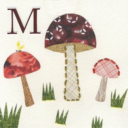 Alphabet Nursery Art Print Letter M as in Mushroom