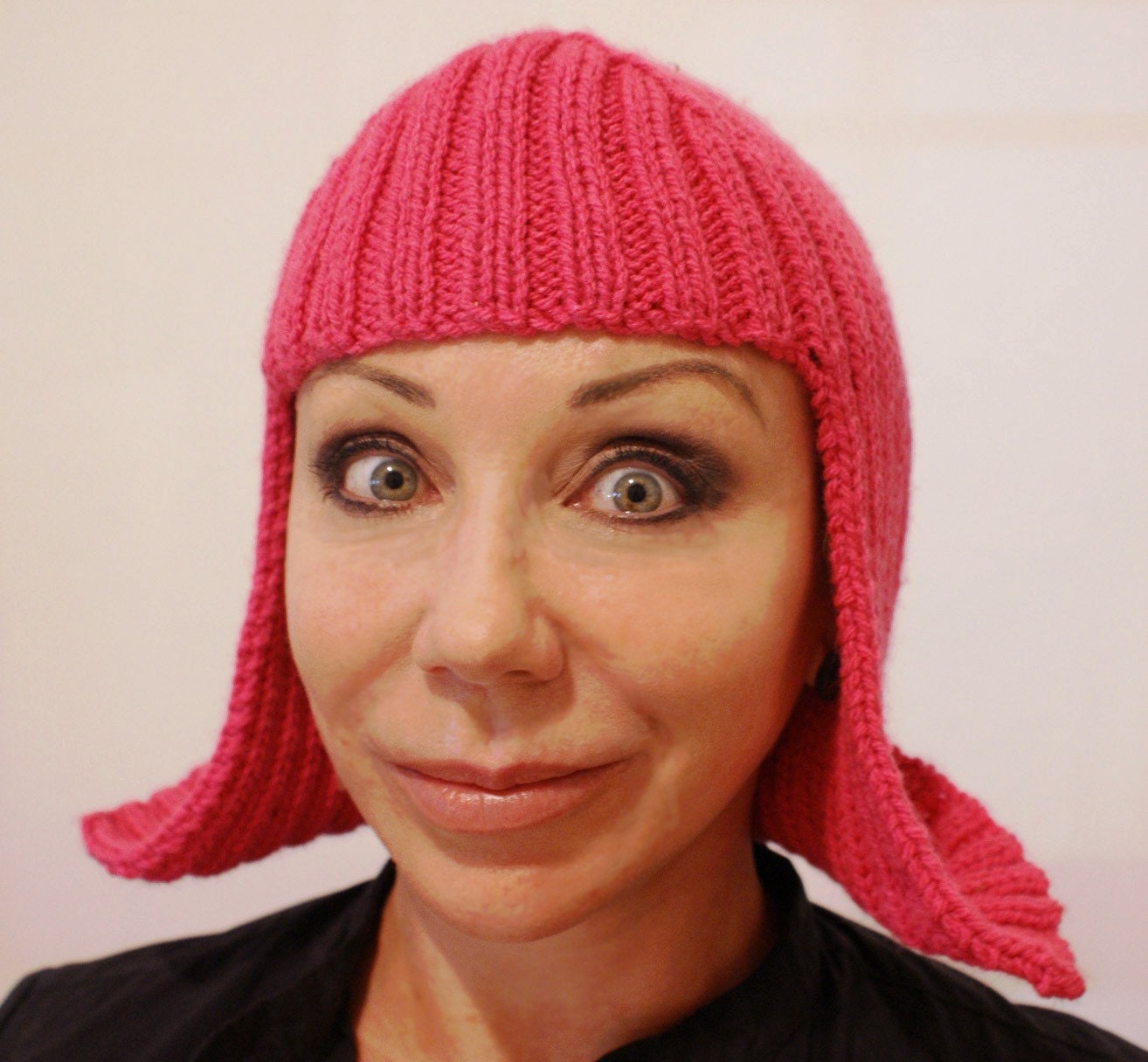 Wild Pink Wig Hat Beanie in 100 percent wool