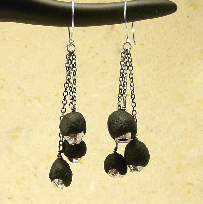 Black and Silver Dancing Orbs Earrings