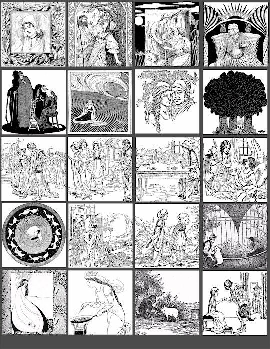 black and white fairytale line drawings fairy tale book art illustrations 