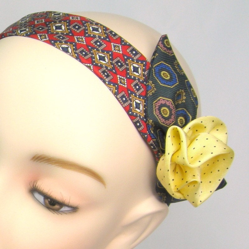 Necktie Hairband with Floral Accent