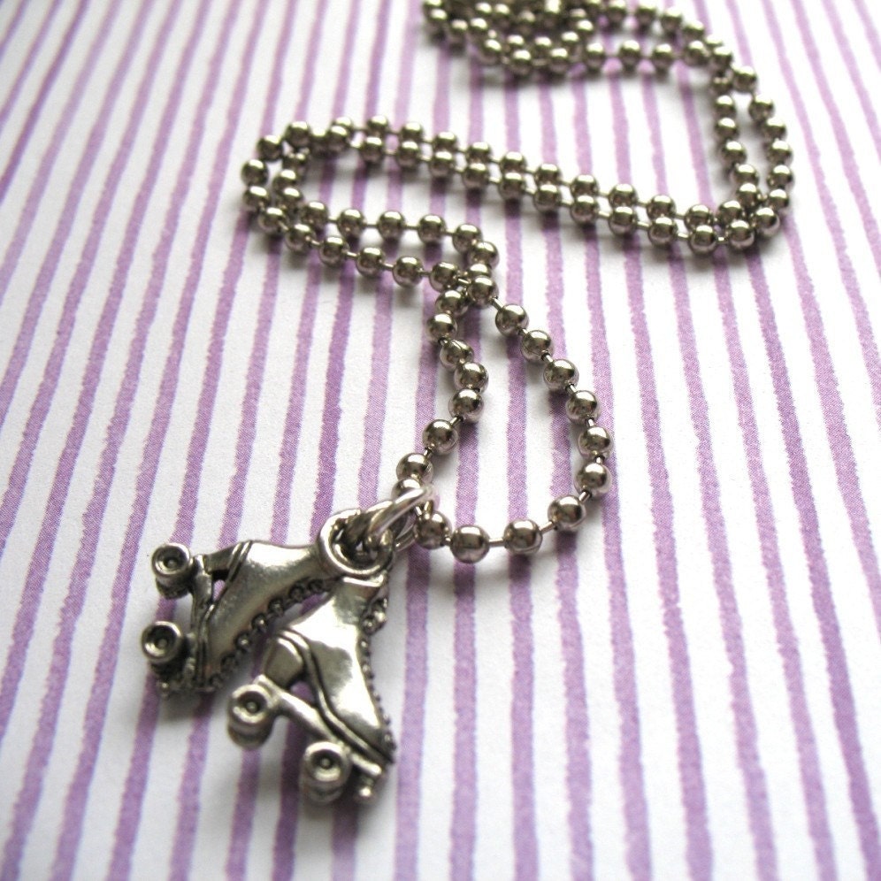 CLEARANCE. Roller Girl - Rollerskate Charm Necklace.