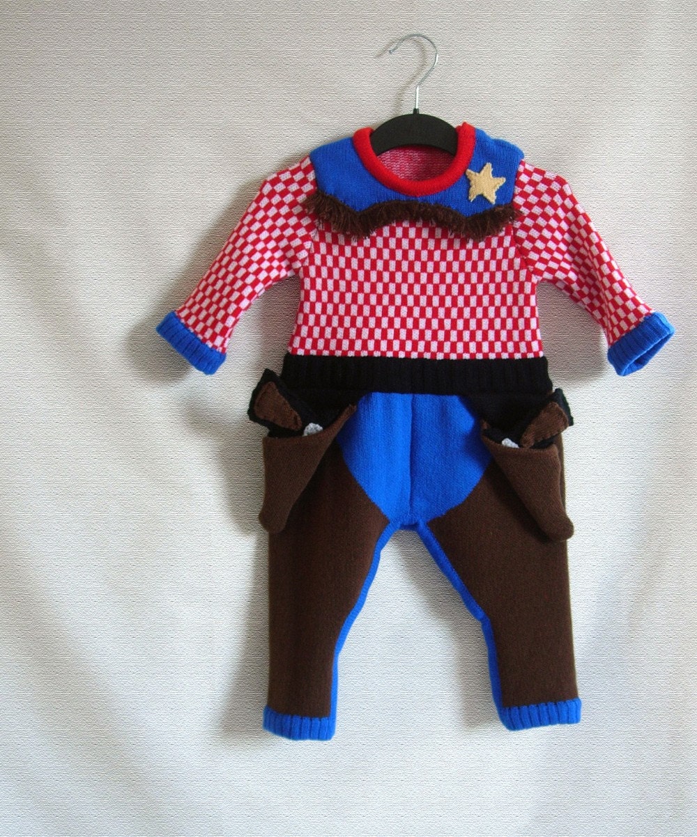 Handmade Knitted Cowboy Babygrow