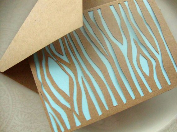 Papercut Faux Bois Woodgrain Note Card in Pastel Blue