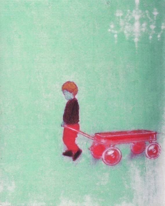 My Red Wagon Print - Free Shipping