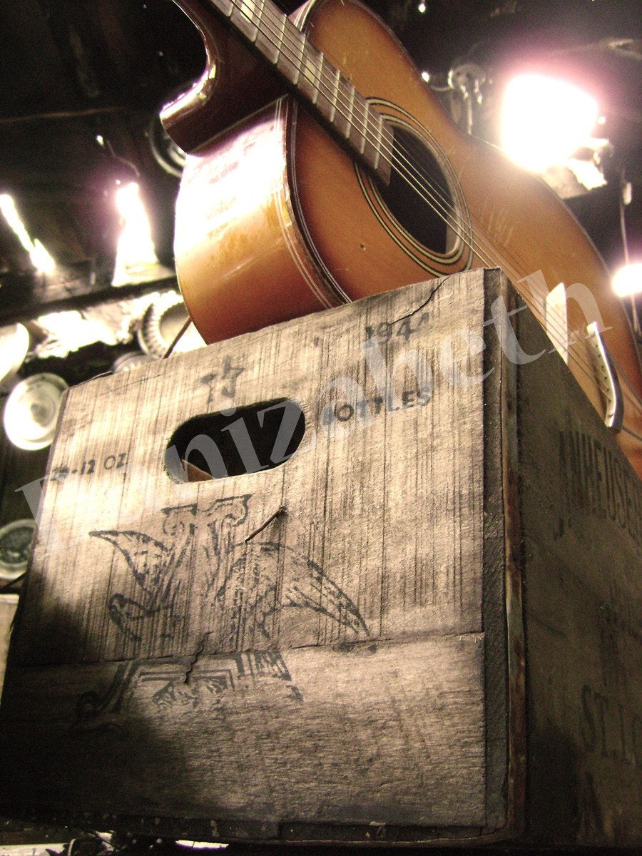 Sepia Toned Guitar and Crates - 8 x 10 Matte Print
