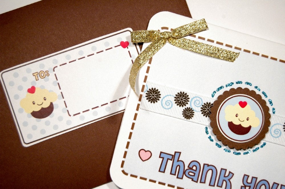 Thank You Card - 3D Kawaii Cupcake