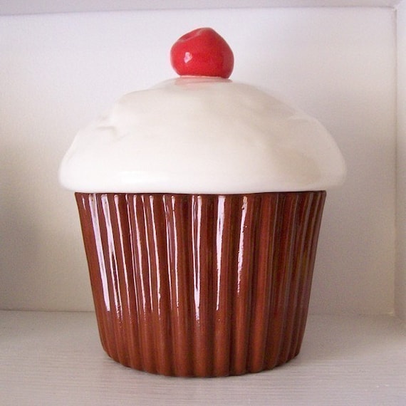 Ceramic Chocolate Cupcake Cookie Jar