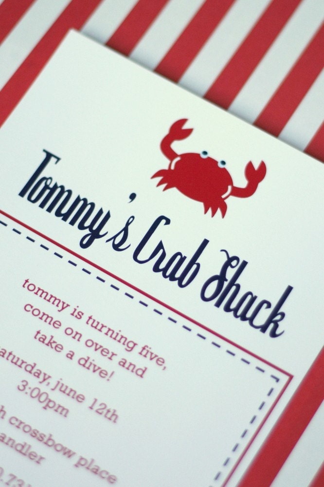 PRINTABLE INVITATION DESIGN - Nautical Crab Birthday Party Collection - DIY by The TomKat Studio