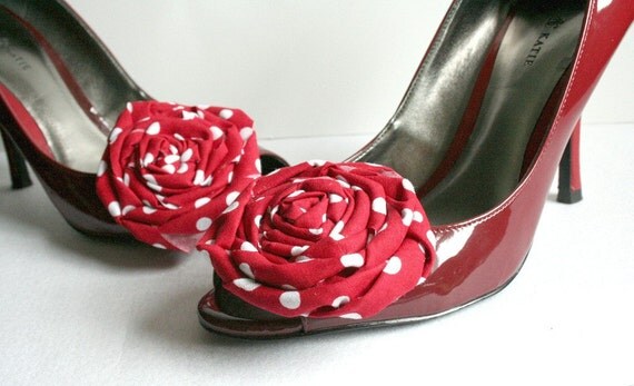 MARLOW...Red and White Polka Dot Shoe Clips by Polka Dot Bungalow
