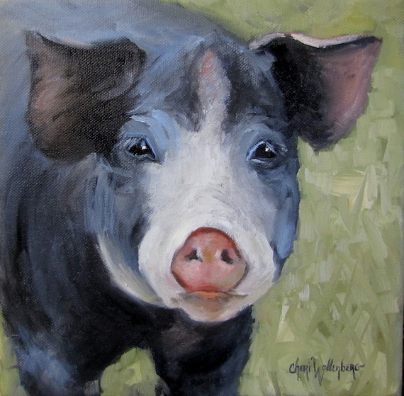Pig Painting - Dufus - Original Oil Painting
