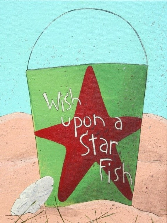 Wish Upon a Star Fish custom painting beach ocean sand bucket