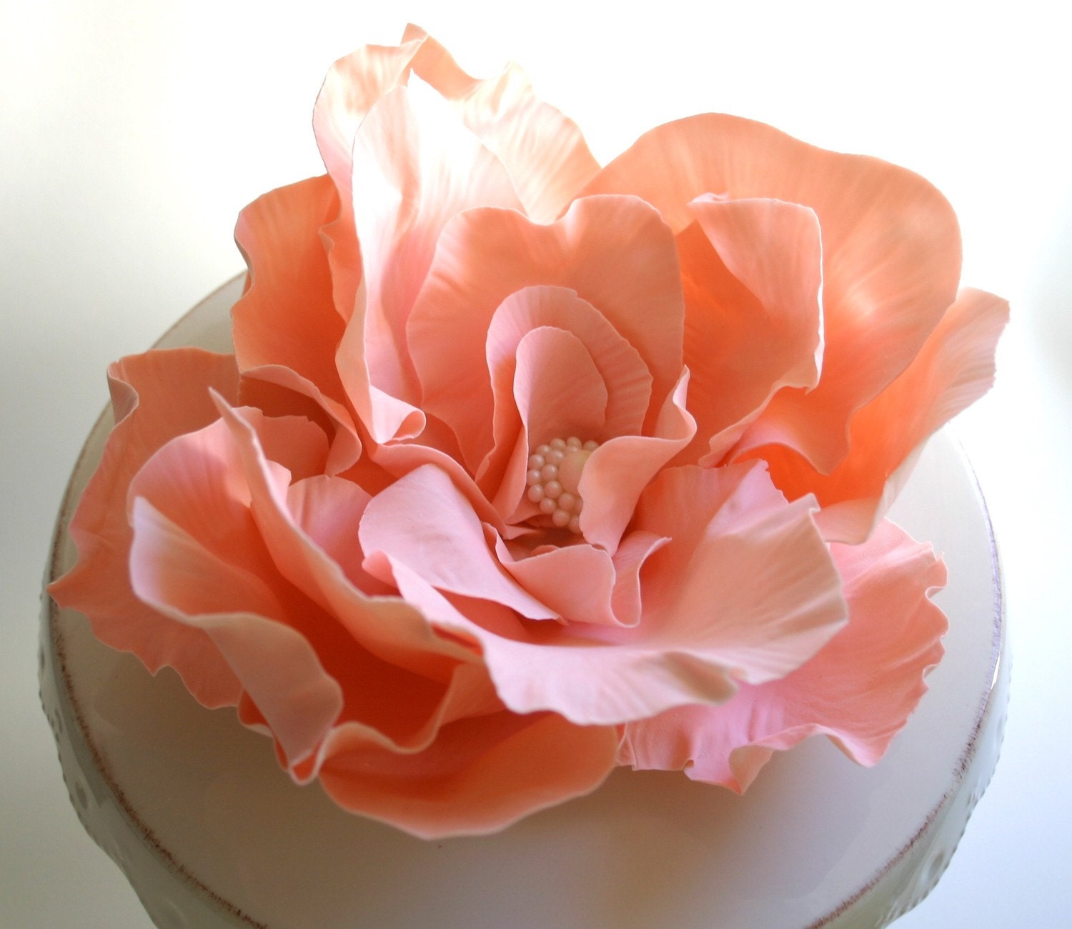 Edible Sugar Rose LARGE  open rose with edible pearl setting. CUSTOM COLOR