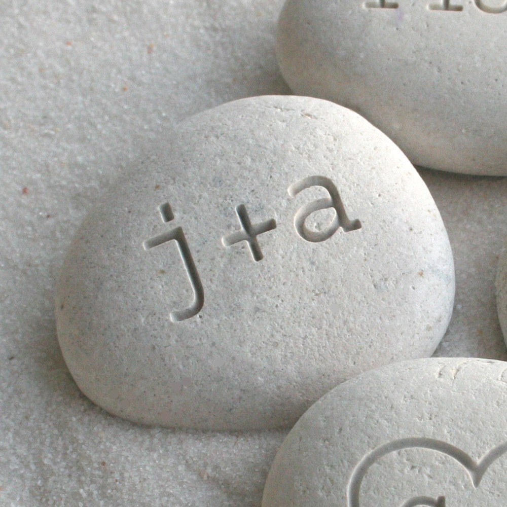 Petite love stone - you plus me personalized initials pebble by sjEngraving
