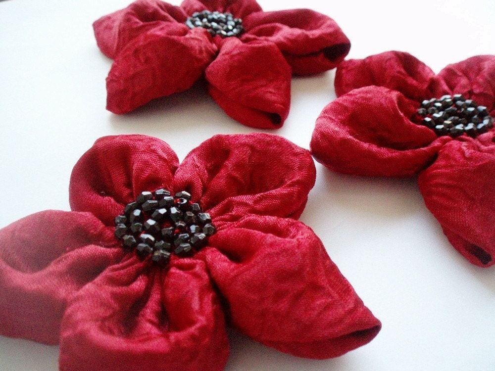Red Flowers Handmade Appliques Embellishments3 by BizimSupplies wedding 