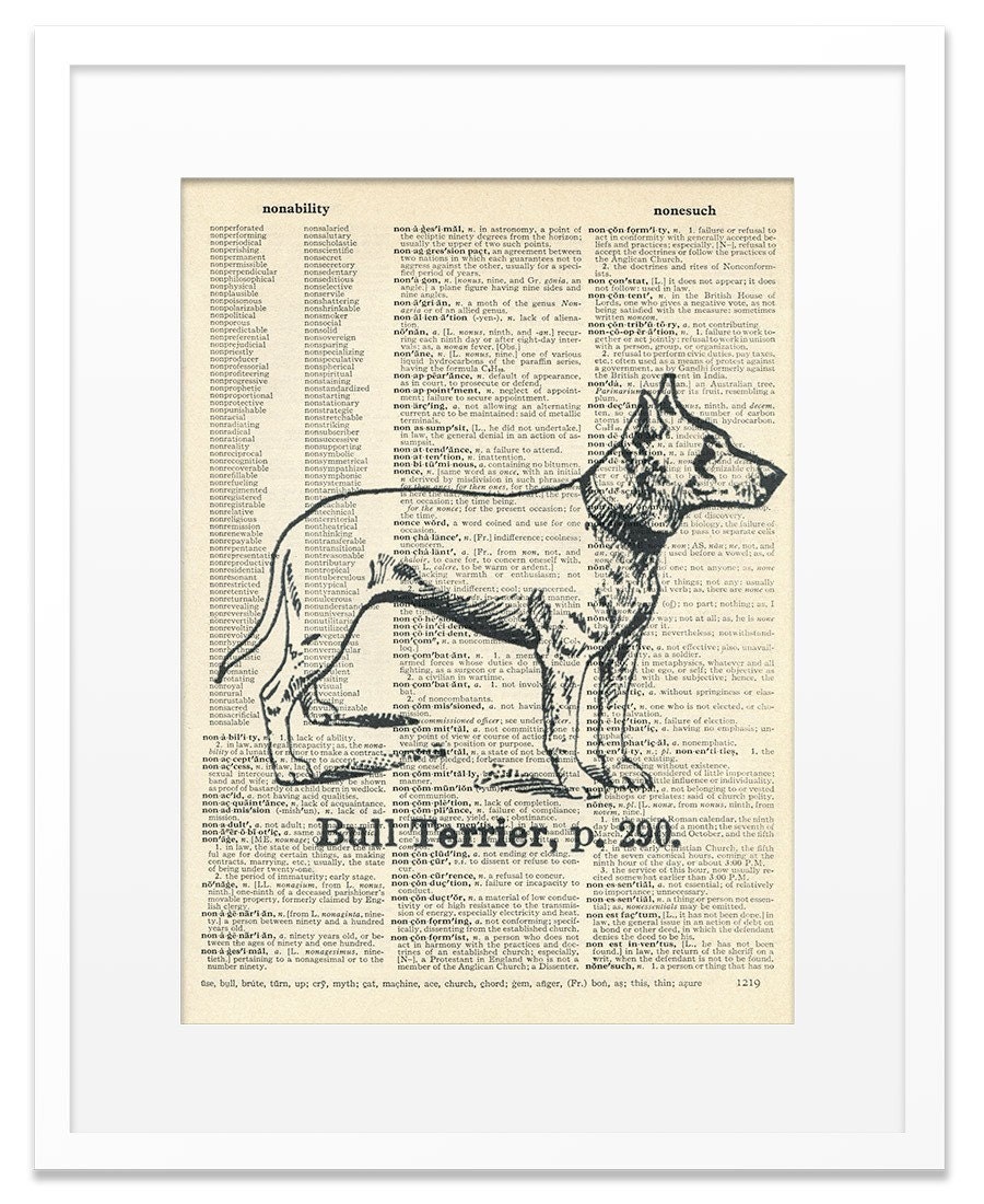 Bull Terrier - Vintage DICTIONARY Art Print - 8x10