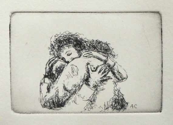 give someone a hug - original etching