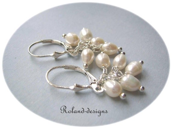 Silver Pearl Cluster Earrings