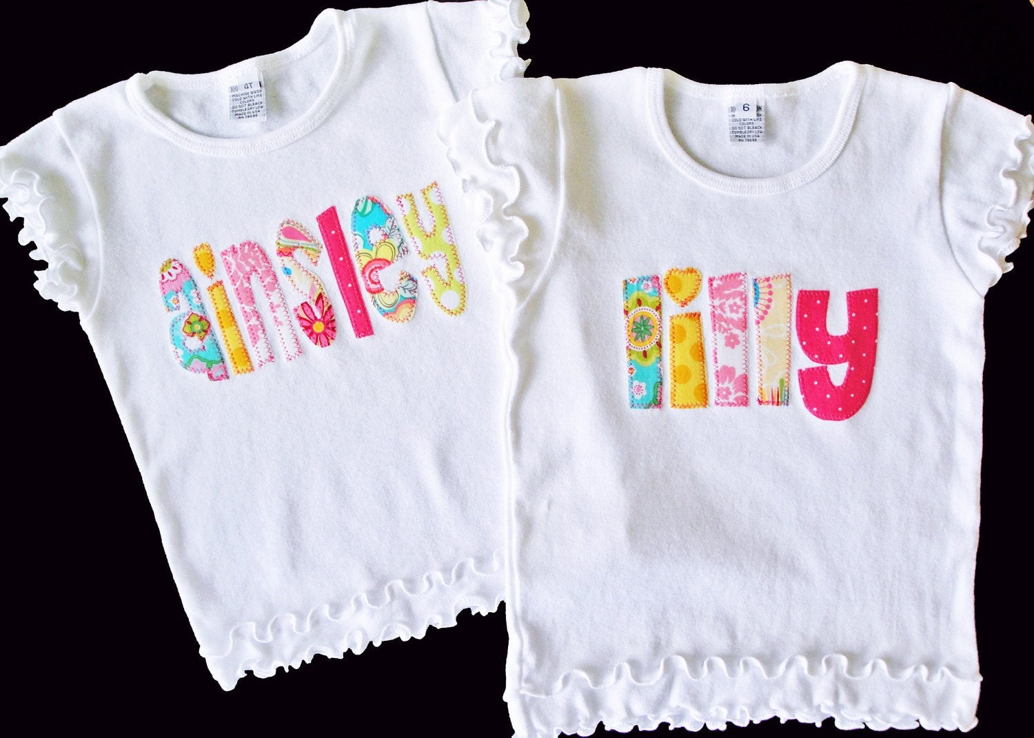 Ruffled Personalized Name Shirt Custom Made For Your Little One 12m to 6Y