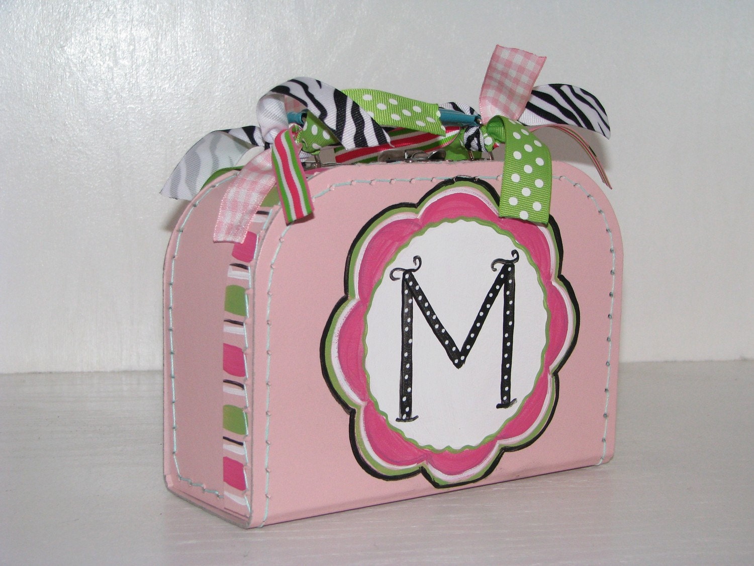 Kids Custom Personalized Mini Euro Suitcase, Girls Hot Pink Flower- Small Orchid Pink with Zebra