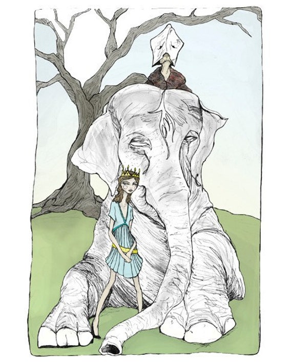 Josette and the Elephant King 8inx11in Art Print