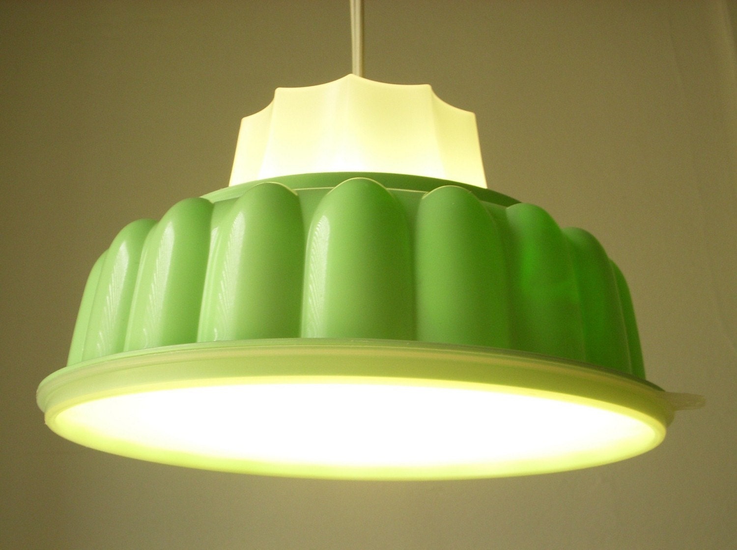 Upcycled Recycled Tupperware TupperLight Retro Mint Green Jell-O Mold Hanging Pendant Light Fixtures